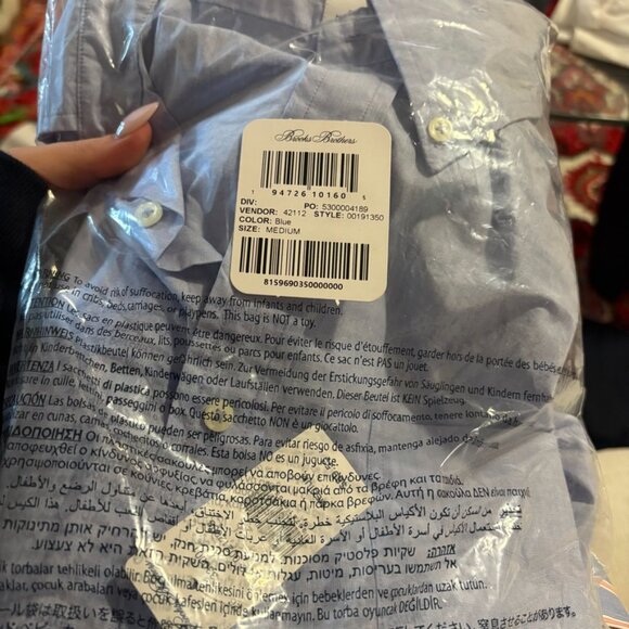 NWT Brooks Brothers Regular Short Sleeve Button Down 100% Cotton Blue Medium - Picture 2 of 5
